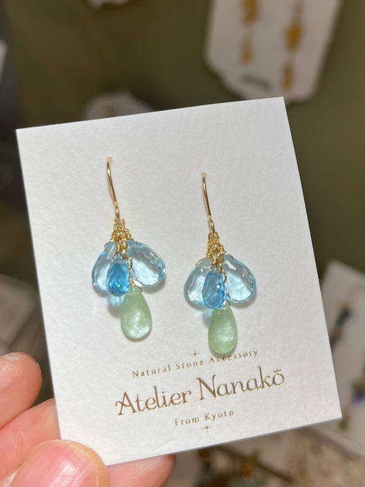Blue Topaz and Emerald Earrings