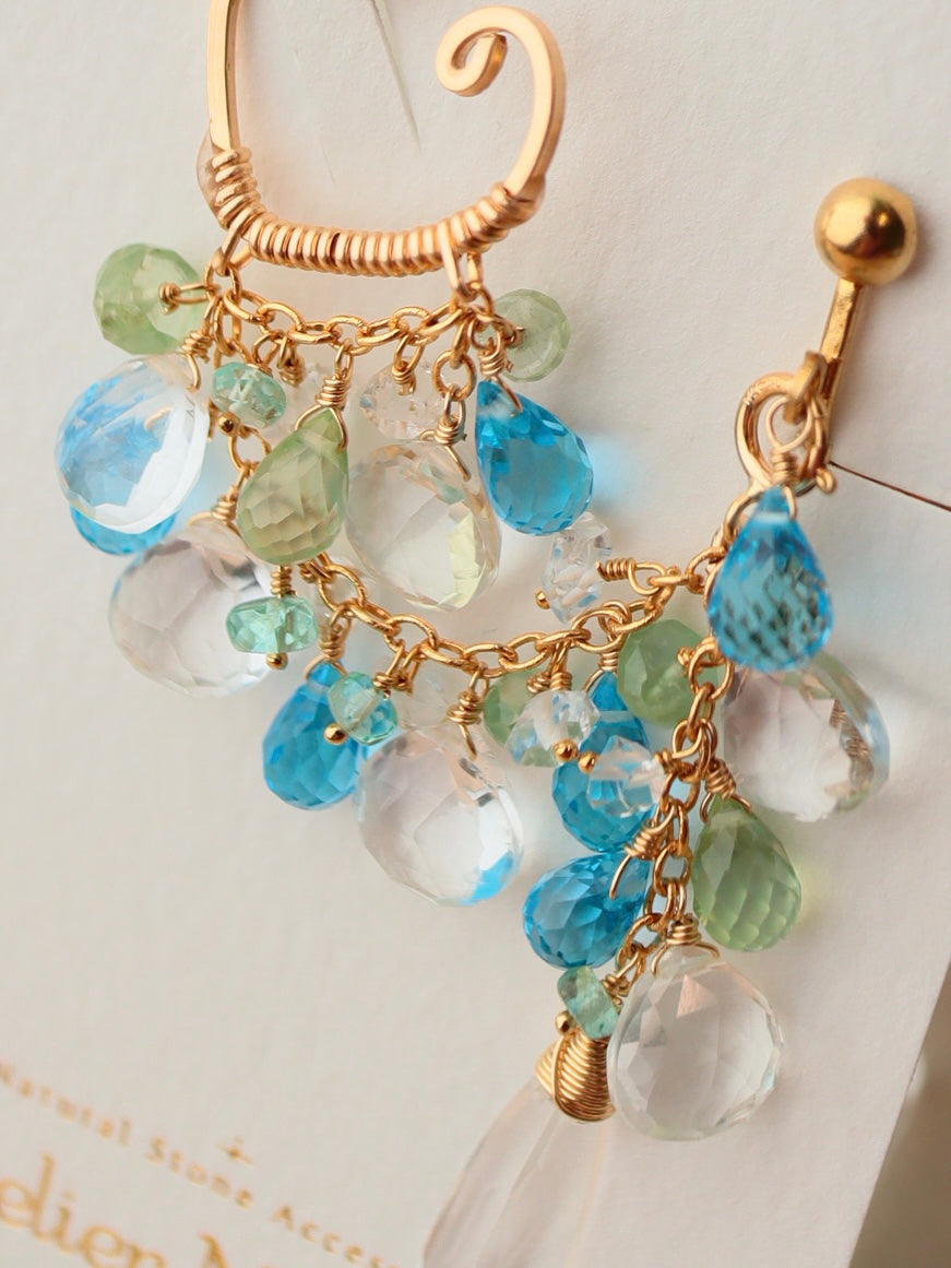 Swiss blue topaz 3-way ear cuff