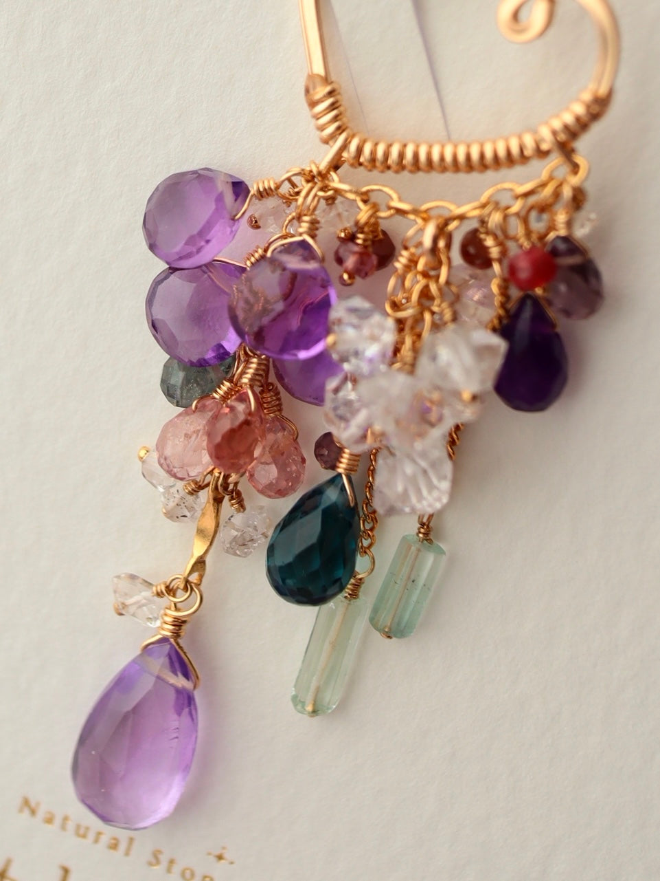 Amethyst and London Blue Topaz Long Ear Cuff