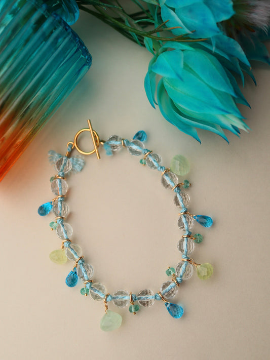 Swiss Blue Topaz and Prehnite Bracelet