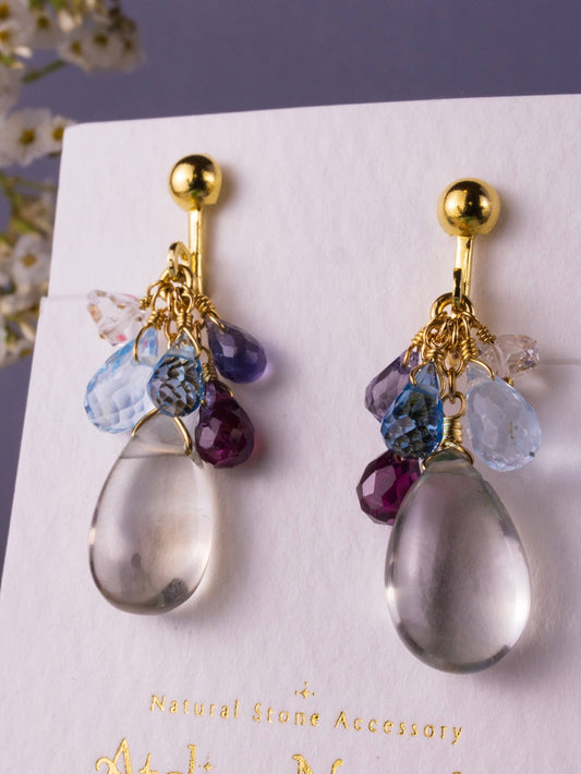 Green amethyst and blue stone earrings