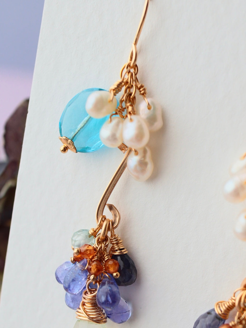 Moonstone and Swiss Blue Topaz Earrings