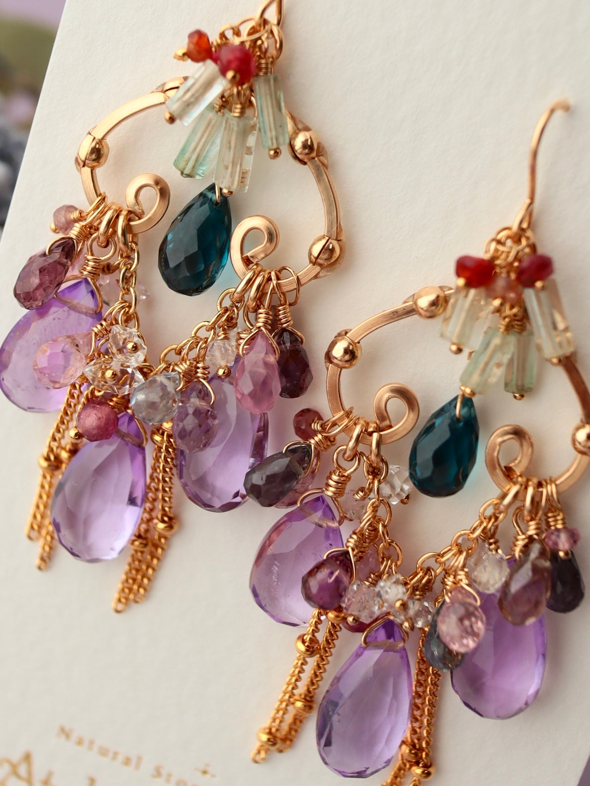 Amethyst and London Blue Topaz Chandelier Earrings