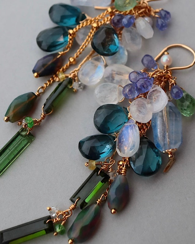 【Autumn Rain in Blue and Green】 Earrings ②