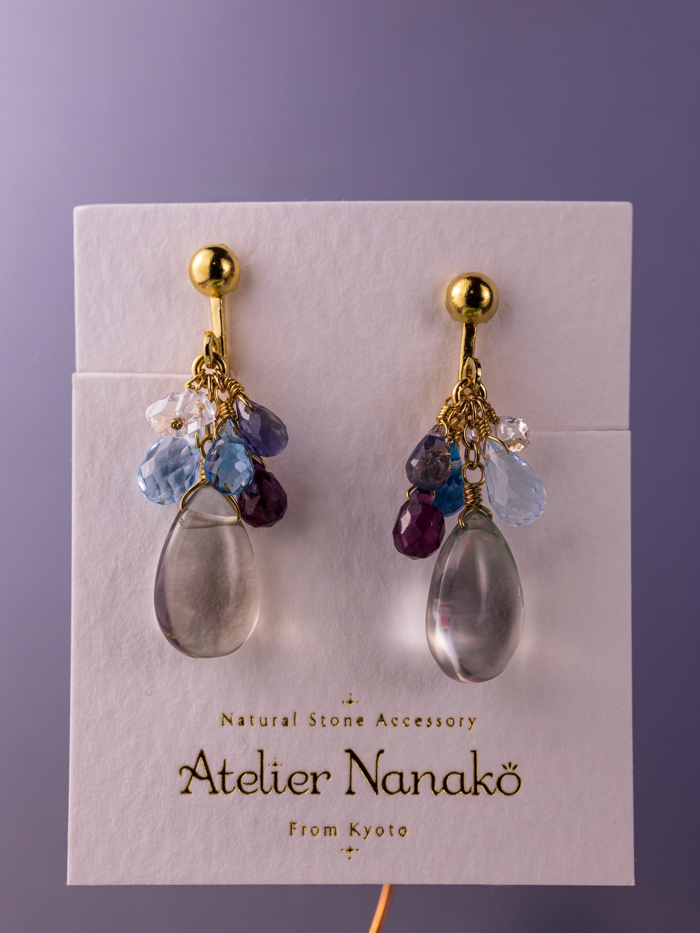 Green amethyst and blue stone earrings
