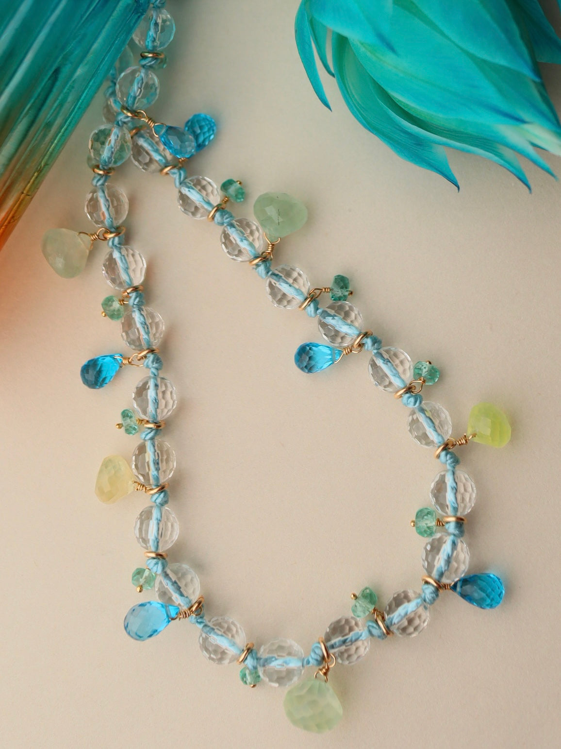 Swiss Blue Topaz and Prehnite necklace