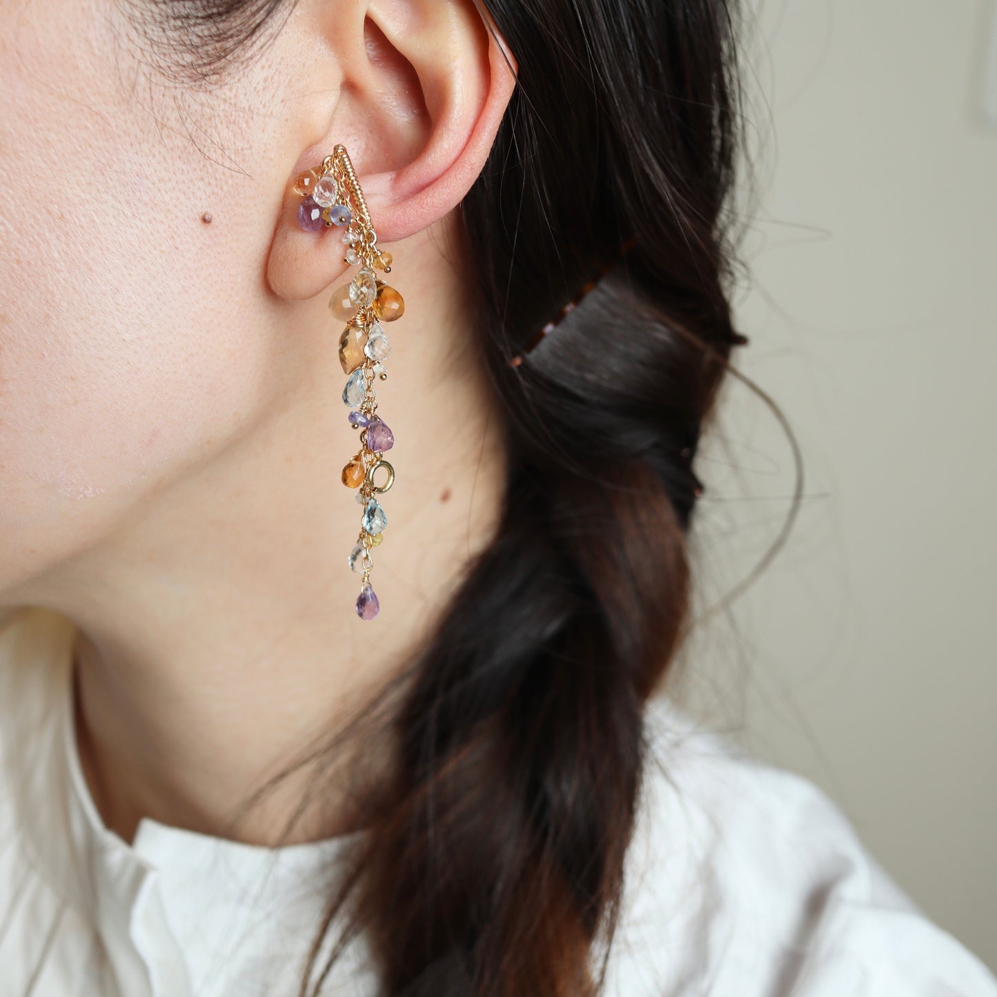 Swiss blue topaz 3-way ear cuff
