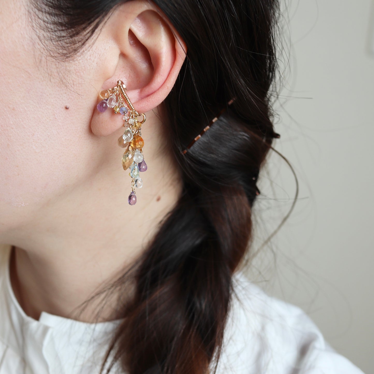 Swiss blue topaz 3-way ear cuff