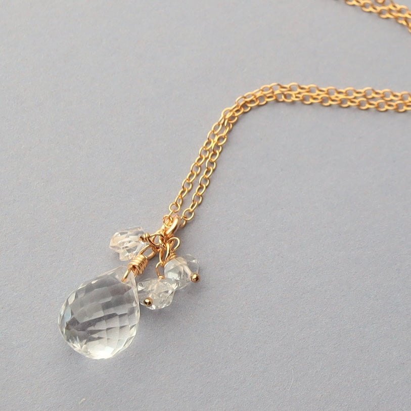 Quartz Drop and Herkimer Diamond Necklace