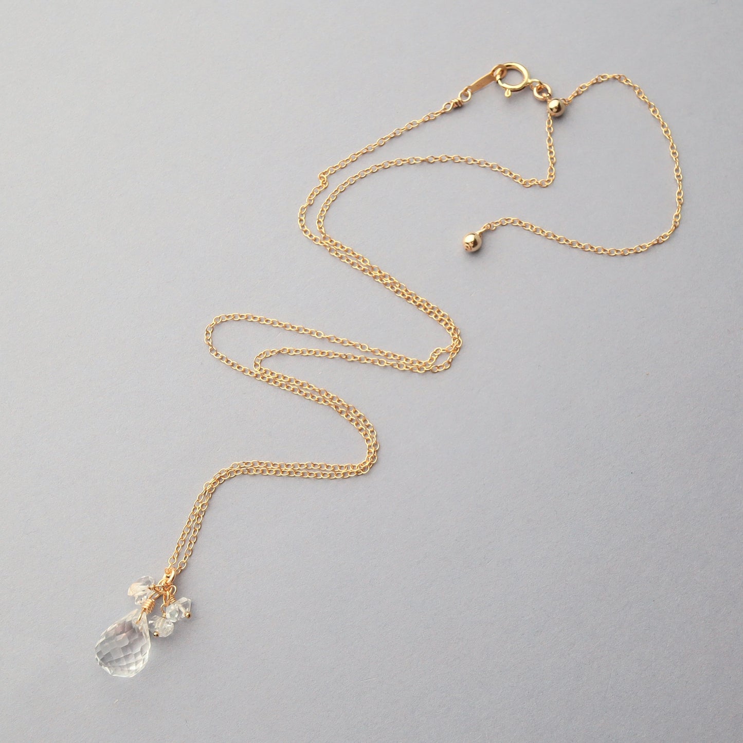 Quartz Drop and Herkimer Diamond Necklace