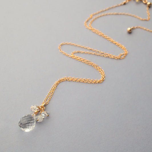 Quartz Drop and Herkimer Diamond Necklace