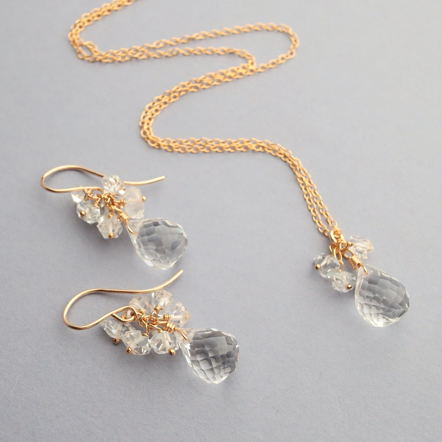Quartz Drop and Herkimer Diamond Necklace