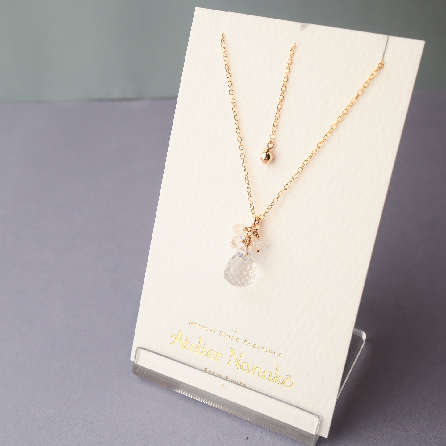 Quartz Drop and Herkimer Diamond Necklace