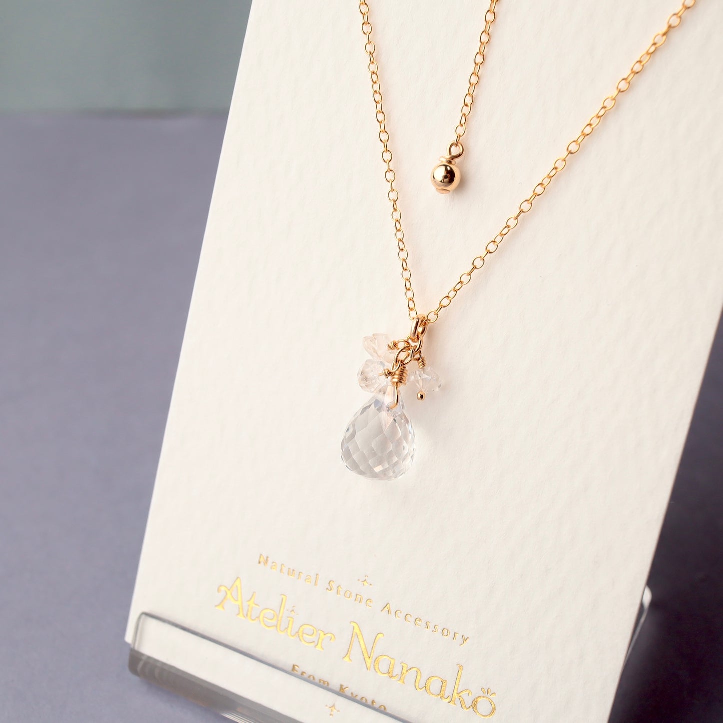 Quartz Drop and Herkimer Diamond Necklace