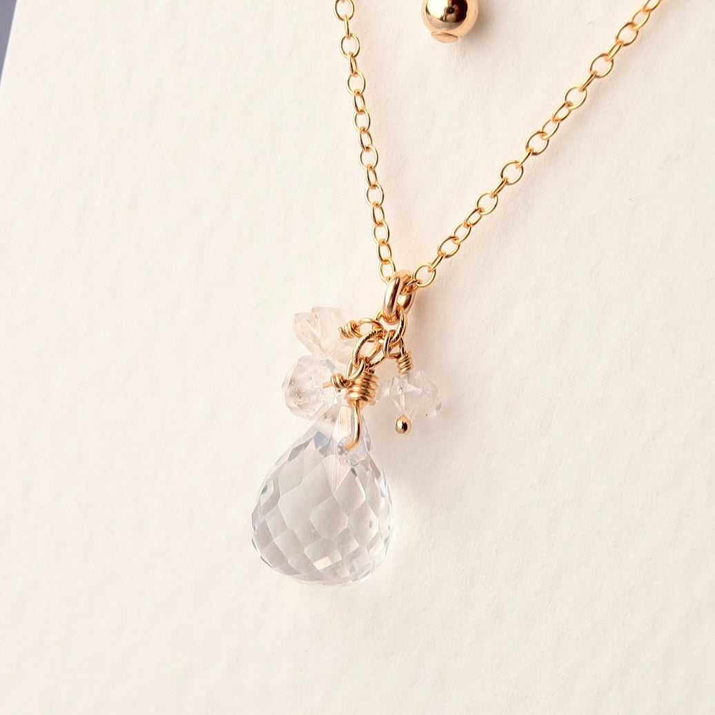 Quartz Drop and Herkimer Diamond Necklace