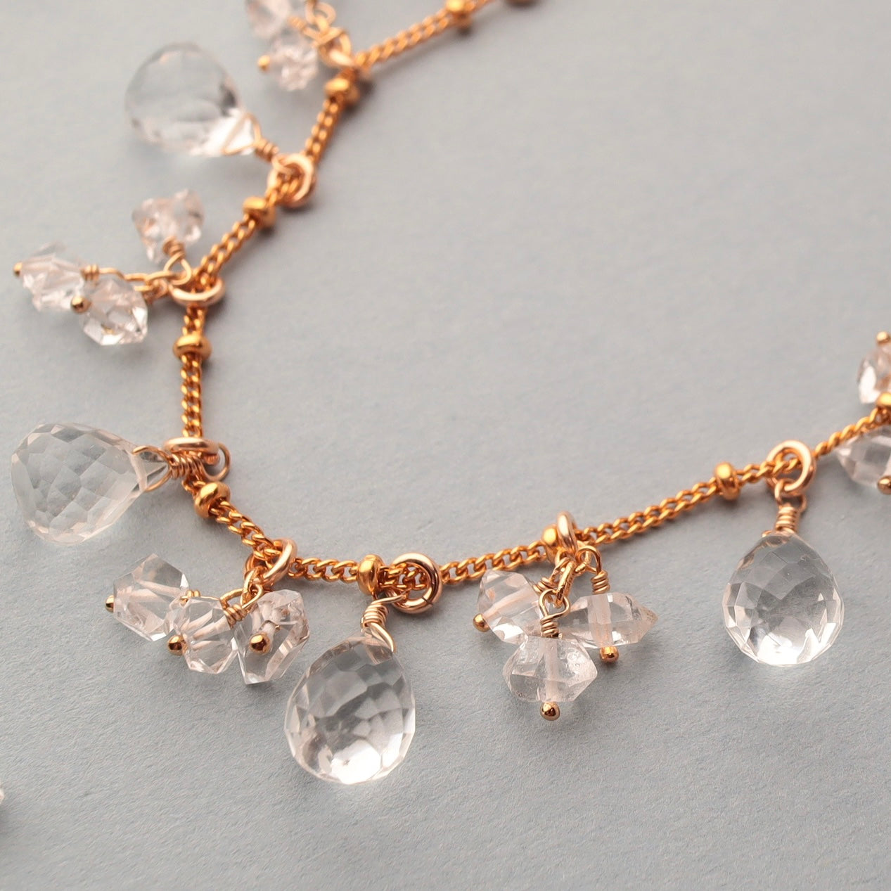 Quartz and Herkimer diamond bracelet