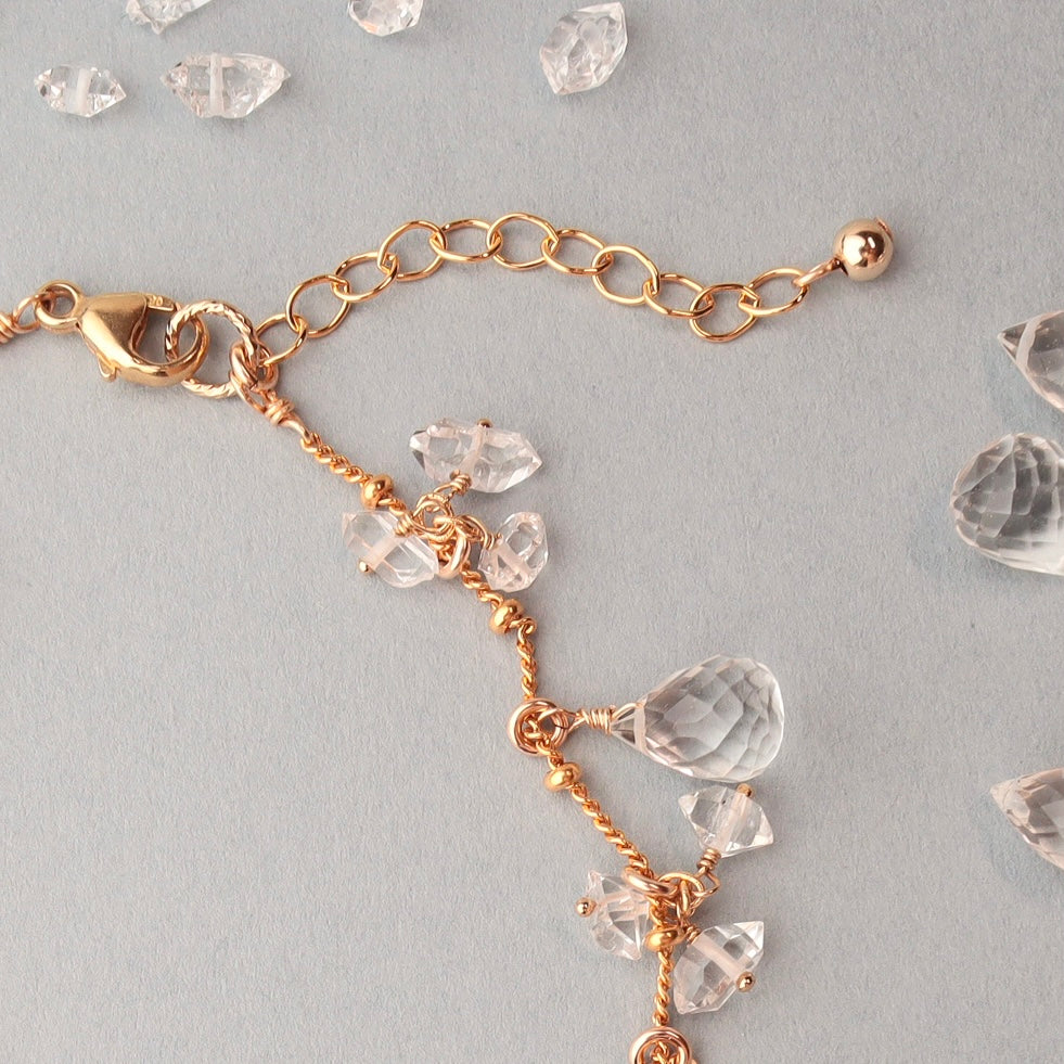 Quartz and Herkimer diamond bracelet