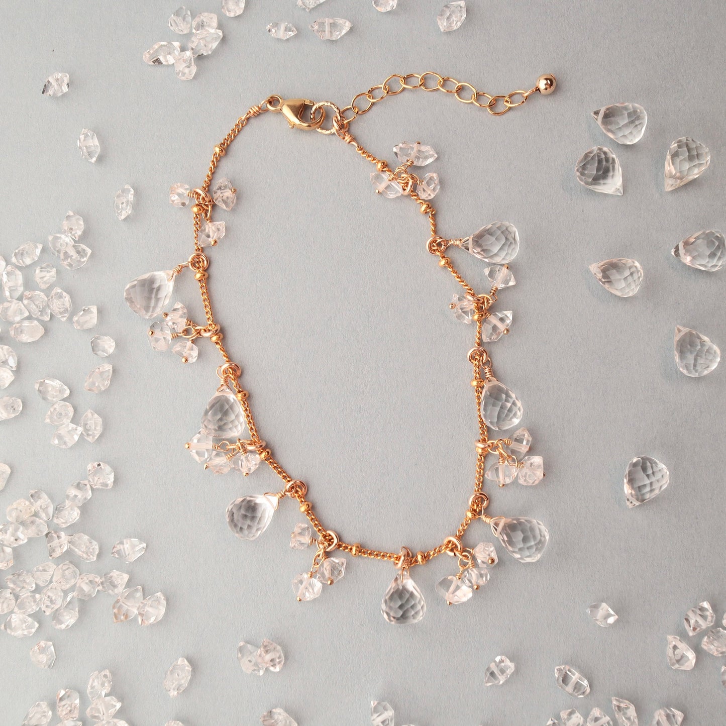 Quartz and Herkimer diamond bracelet