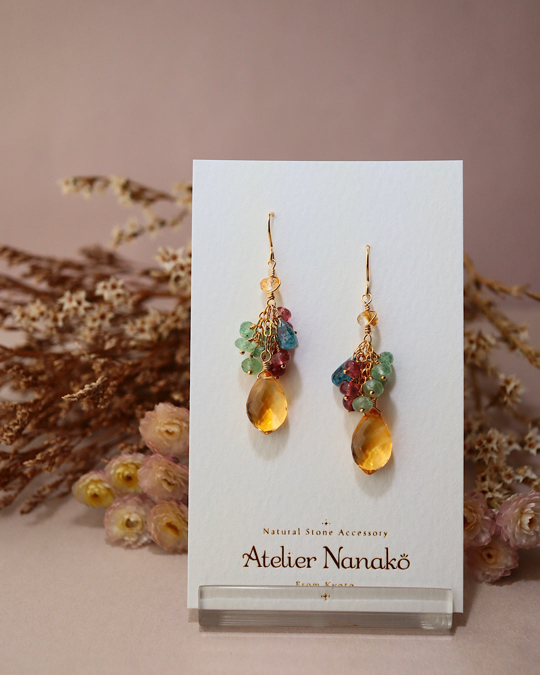 [Plants and flowers waiting for spring] Marquise cut citrine earrings