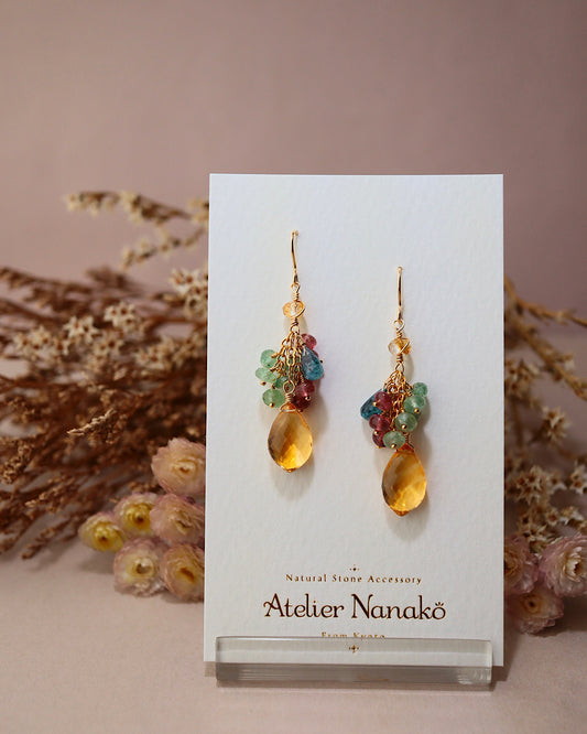 [Plants and flowers waiting for spring] Marquise cut citrine earrings