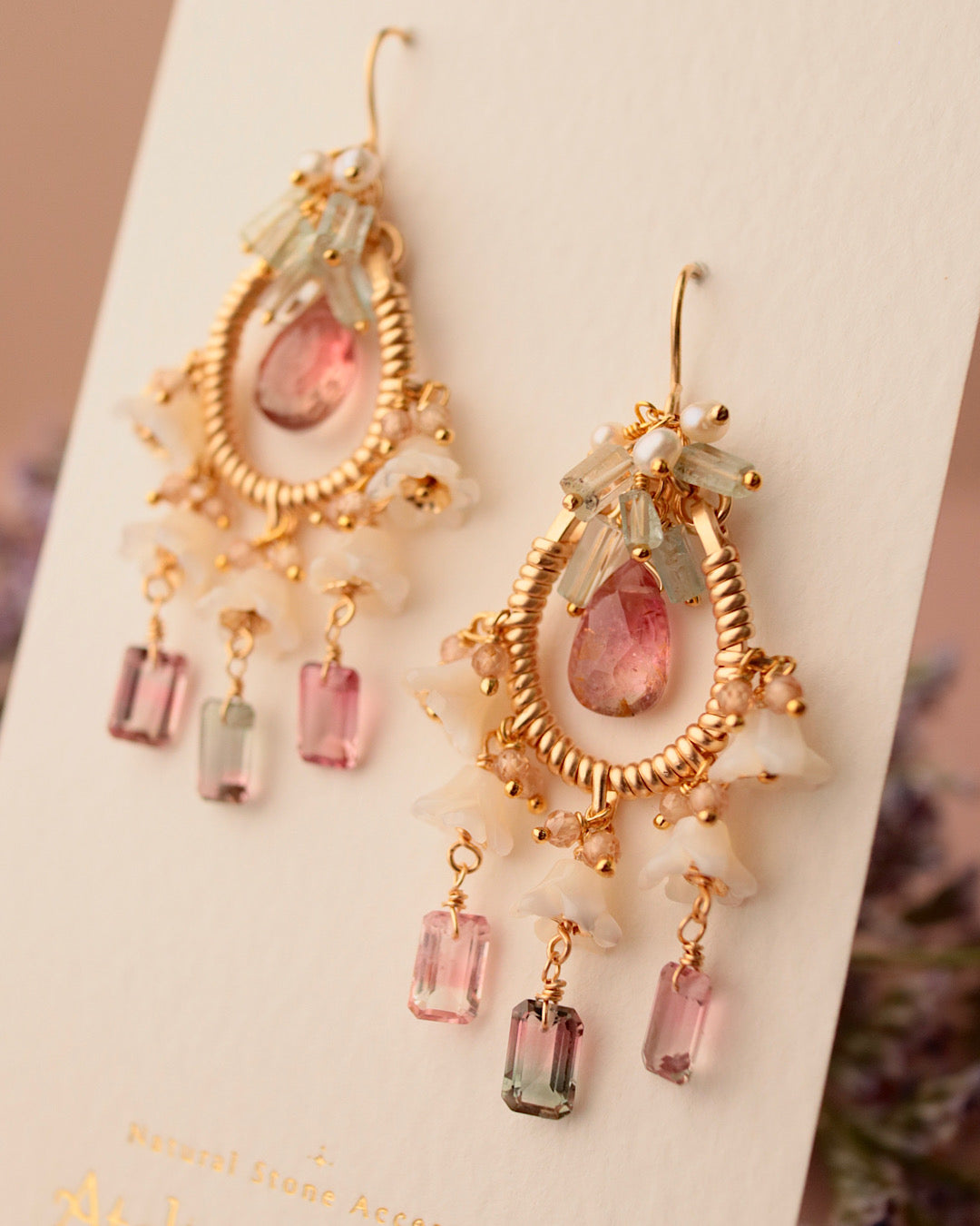 [One-of-a-kind] Bicolor Tourmaline Mini Chandelier Earrings