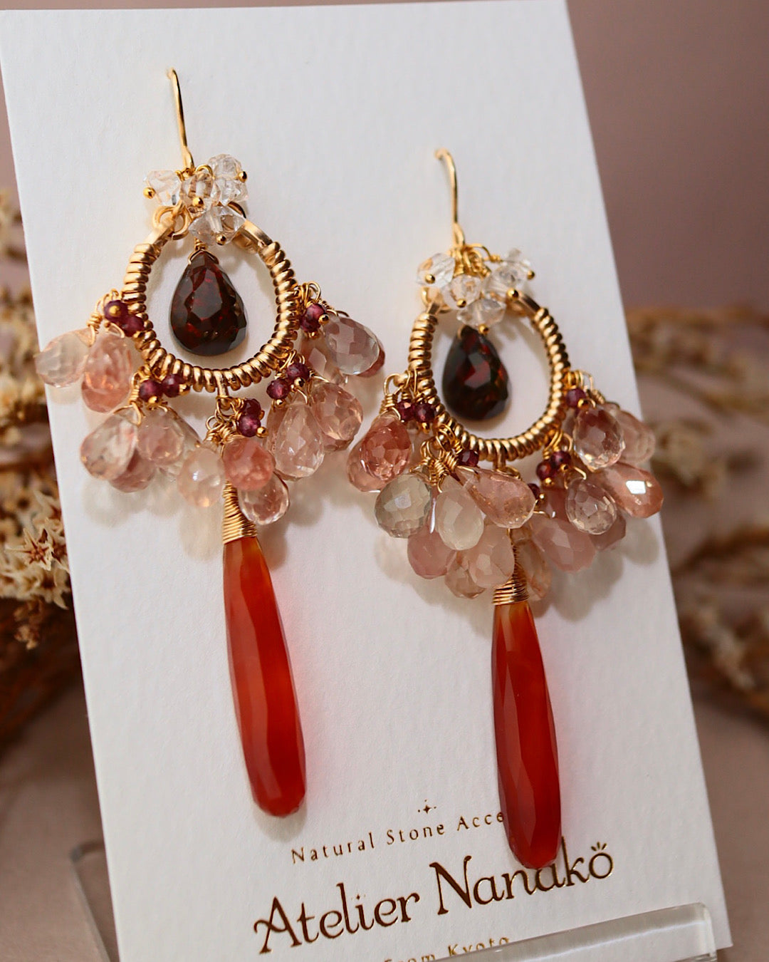 ③【Between Night and Morning】　Black Opal and Sardonyx Chandelier Earrings