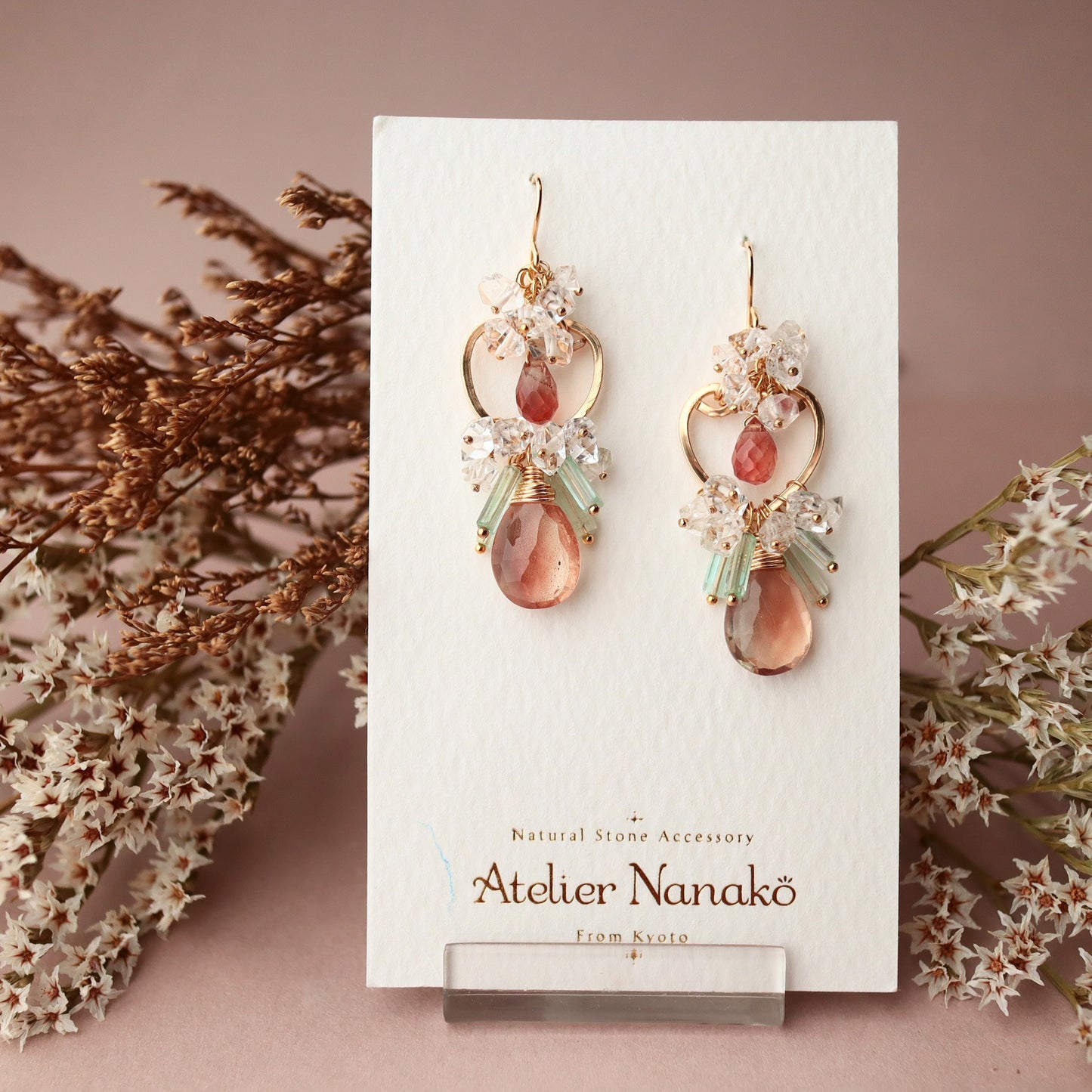 [No.1] Oregon sunstone heart chandelier earrings