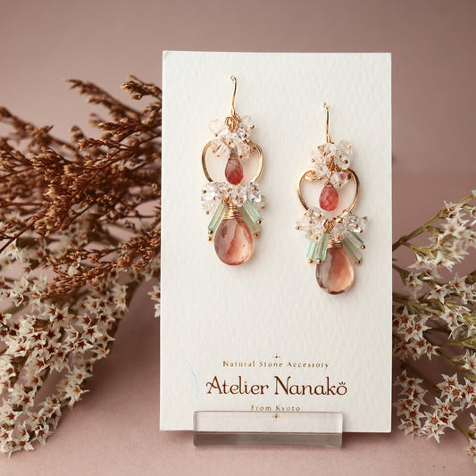 [No.1] Oregon sunstone heart chandelier earrings