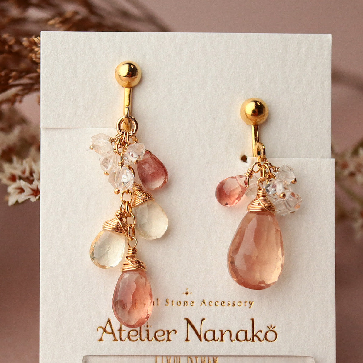 [Asymmetry No.3] Oregon sunstone earrings