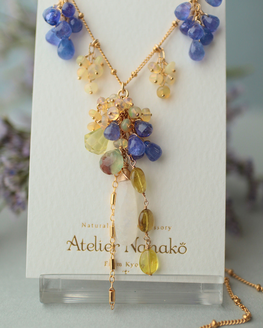 [One-of-a-kind] [Aqua Bloom] Tanzanite and Moonstone Necklace