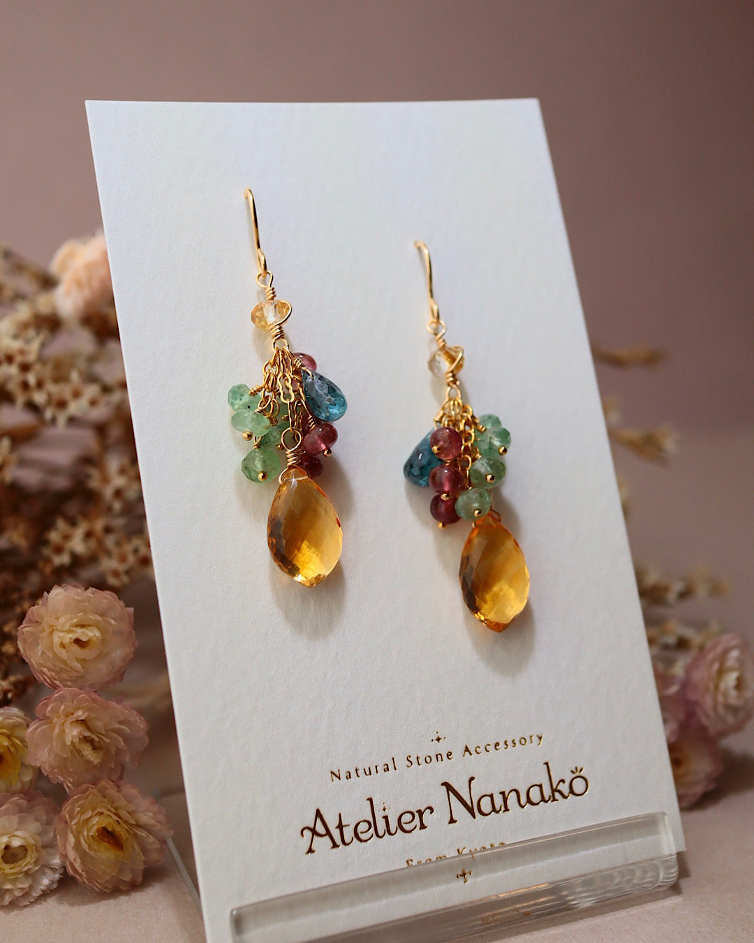 [Plants and flowers waiting for spring] Marquise cut citrine earrings