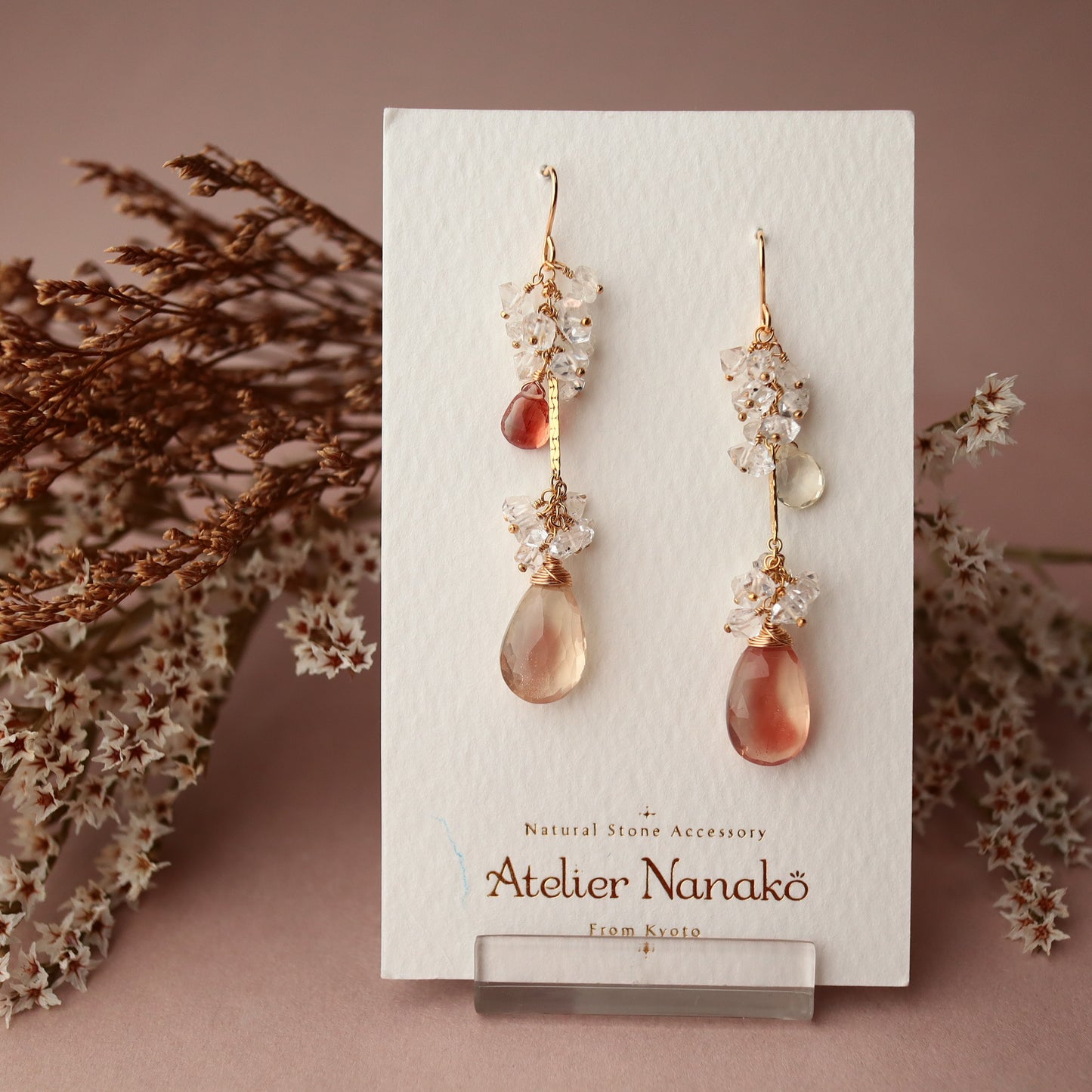 [Large long No.1] Oregon sunstone earrings