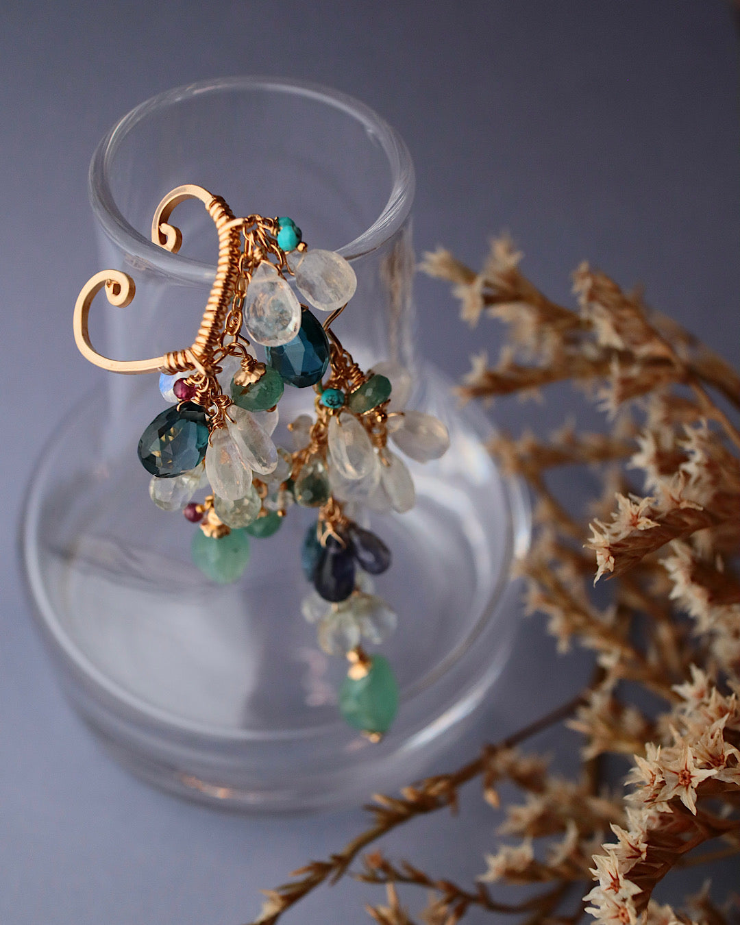 Grandidierite and London Blue Topaz 3-Way Ear Cuff