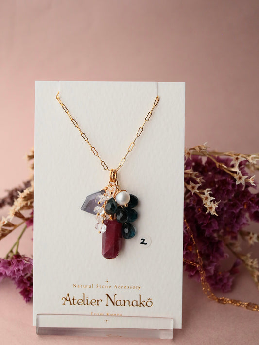 [Stories in Red] Ruby and London Blue Topaz Necklace ②