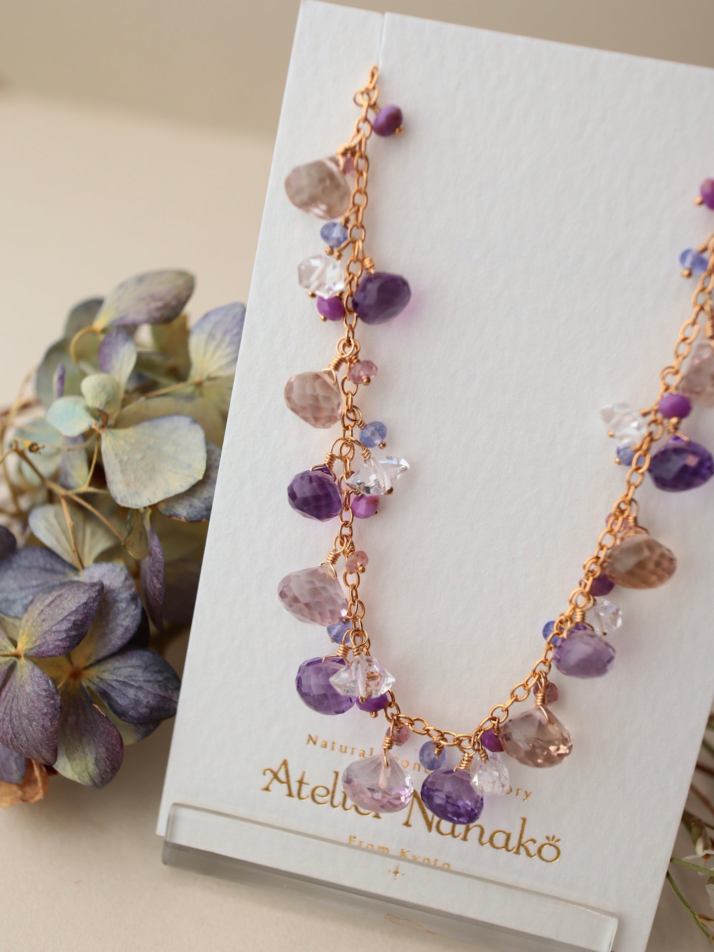 Onion cut ametrine and amethyst bracelet