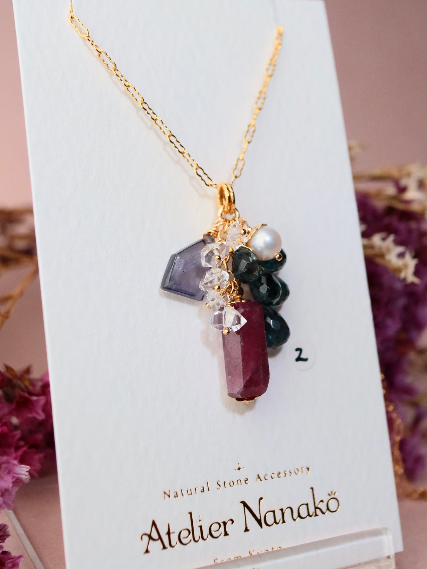 [Stories in Red] Ruby and London Blue Topaz Necklace ②