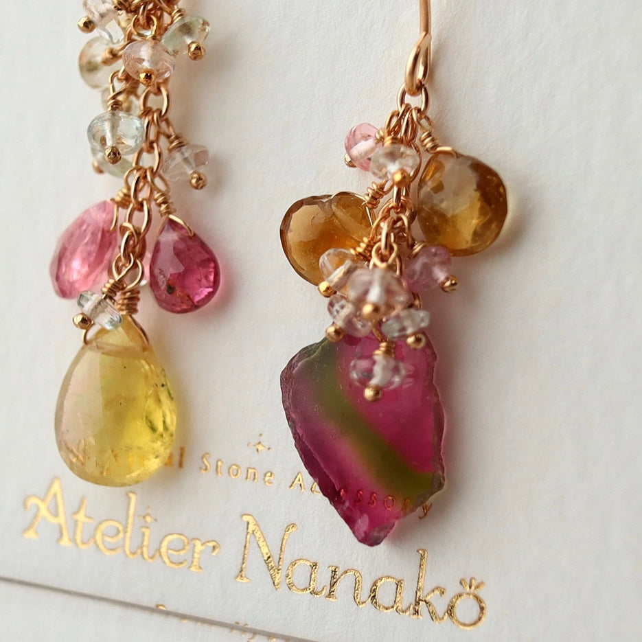 (4) Watermelon tourmaline earrings