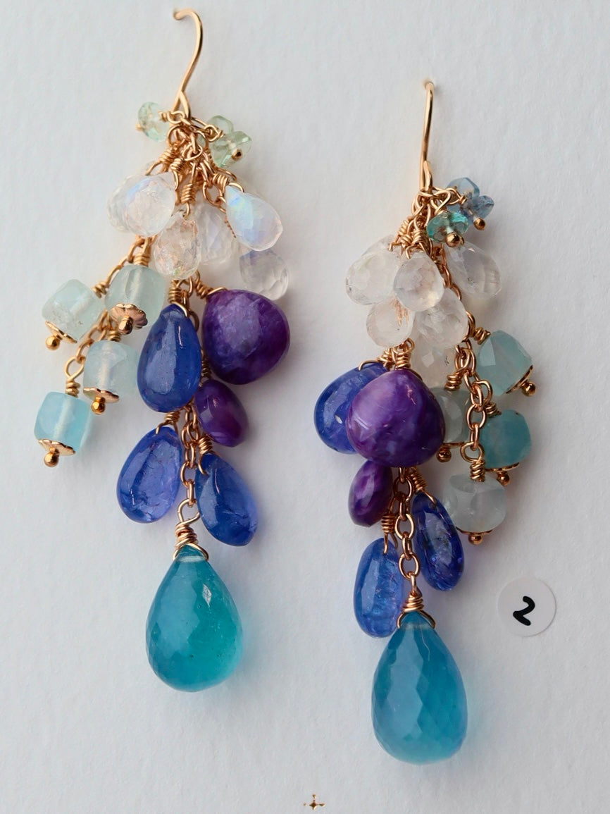 2. High quality aquamarine and blue stone earrings