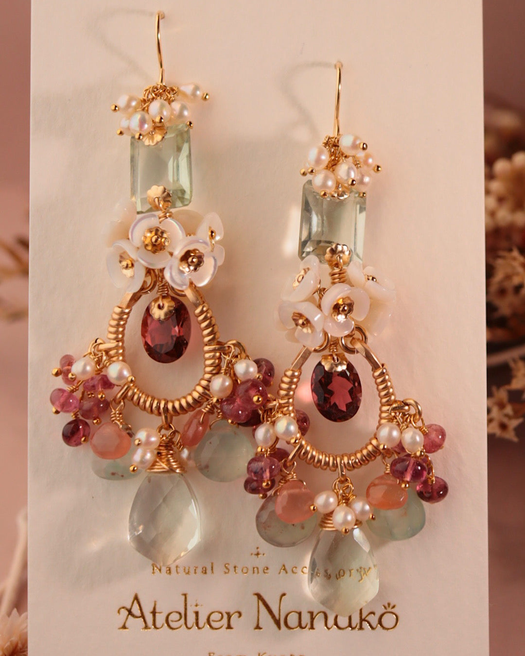 [One-of-a-kind] Tourmaline and Green Amethyst Chandelier Earrings