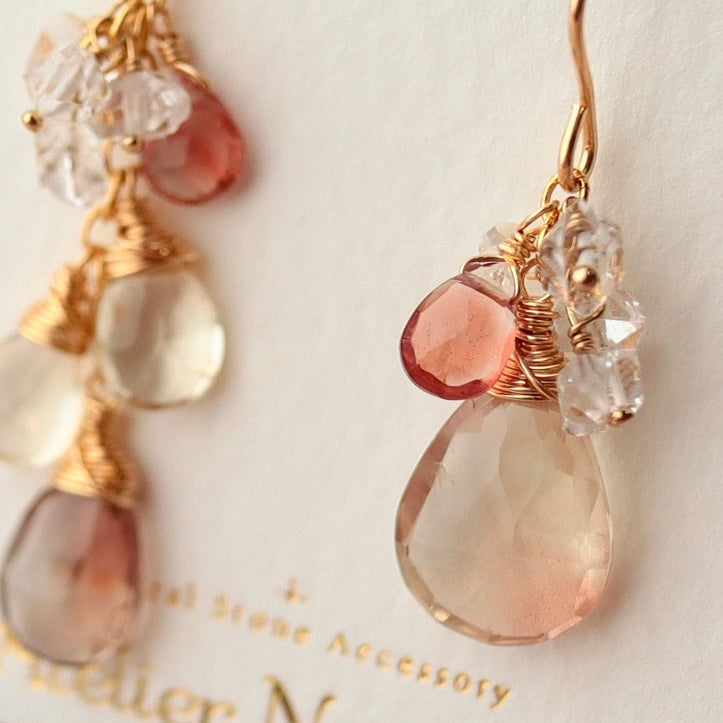 [Asymmetry No.1] Oregon sunstone earrings