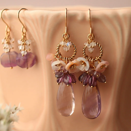 Ametrine and flower earrings