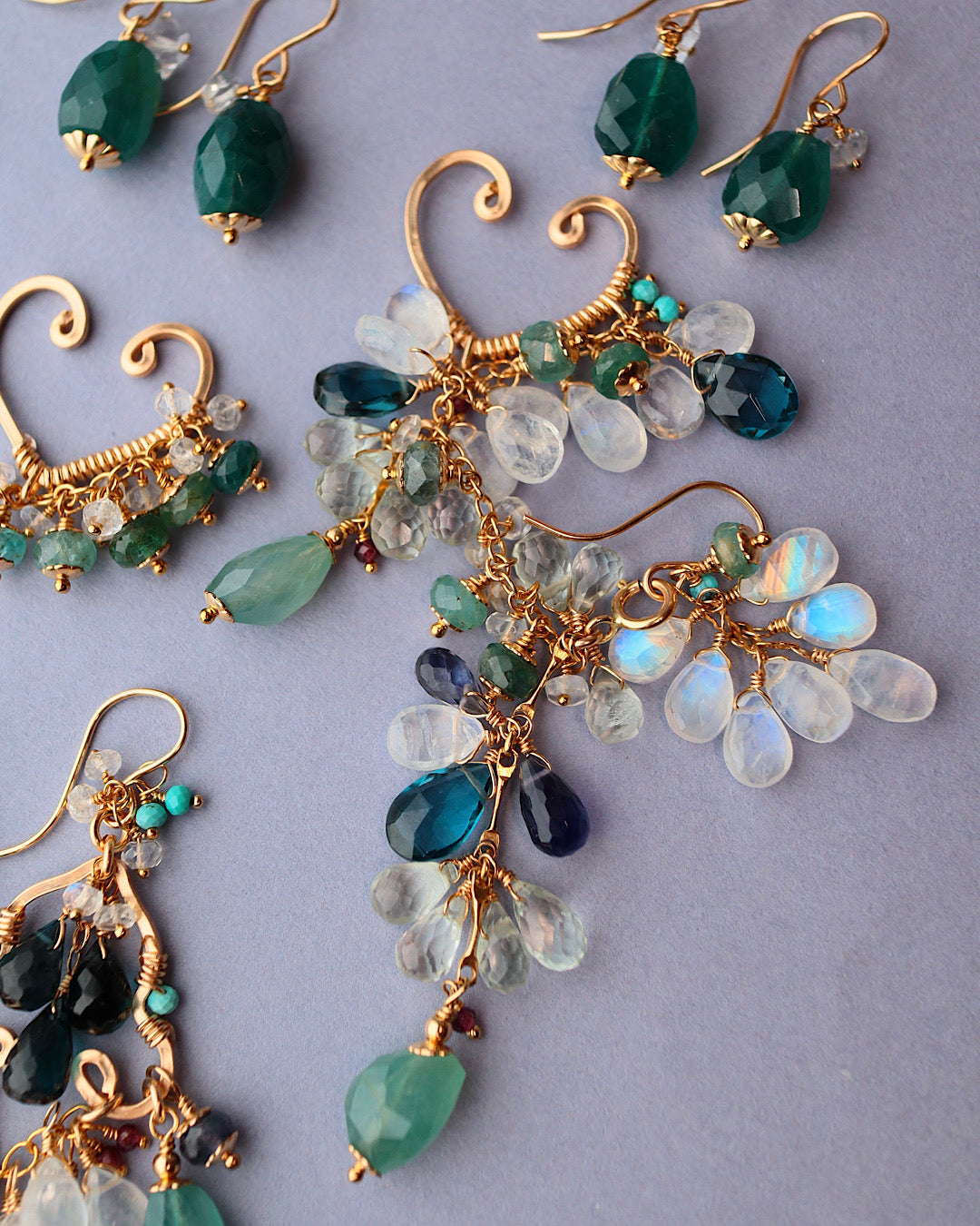 Grandidierite and London Blue Topaz 3-Way Ear Cuff