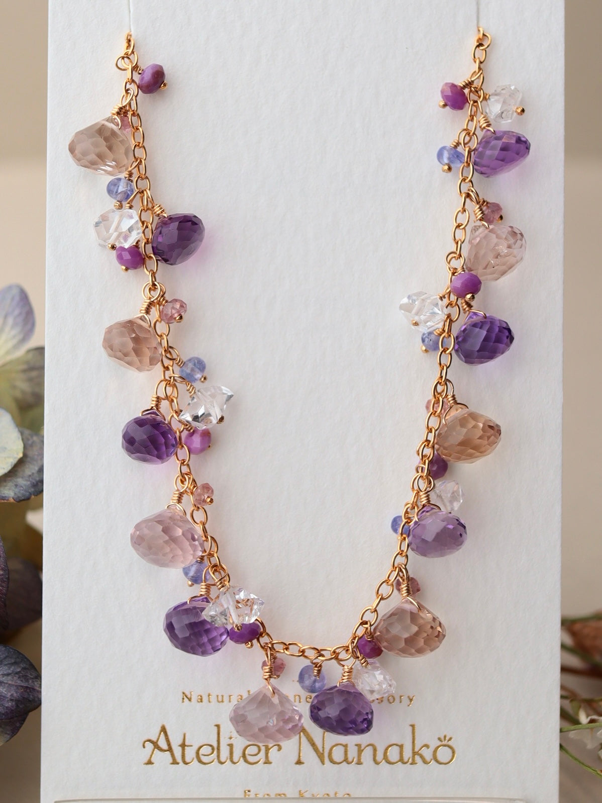 Onion cut ametrine and amethyst bracelet