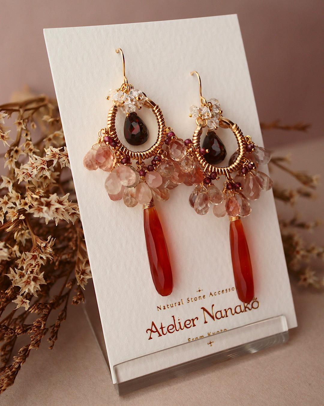 ③【Between Night and Morning】　Black Opal and Sardonyx Chandelier Earrings