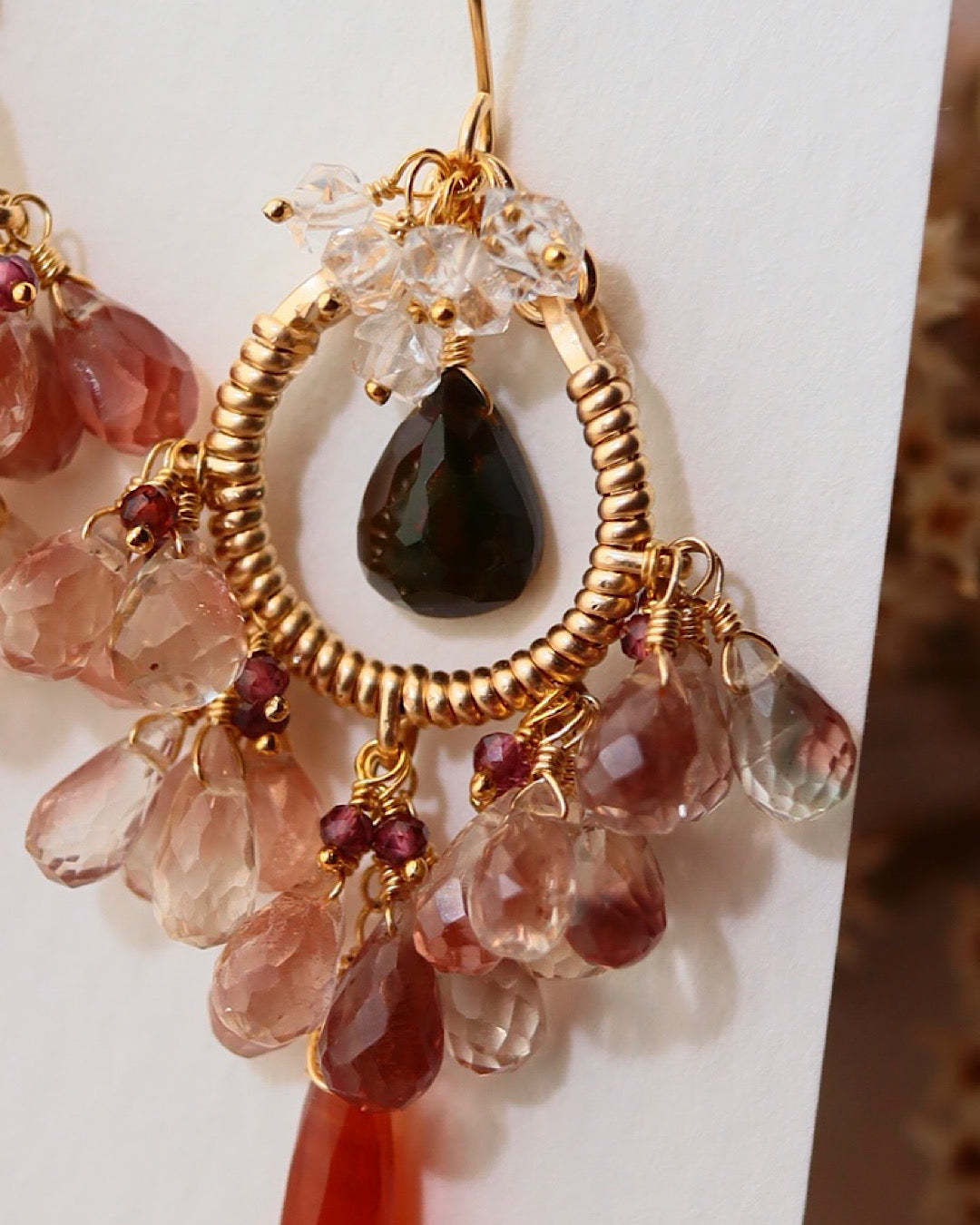 ②【Between Night and Morning】　Black Opal and Sardonyx Chandelier Earrings