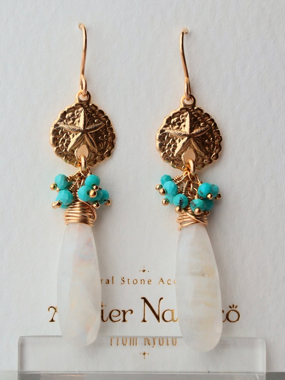 Moonstone and turquoise earrings