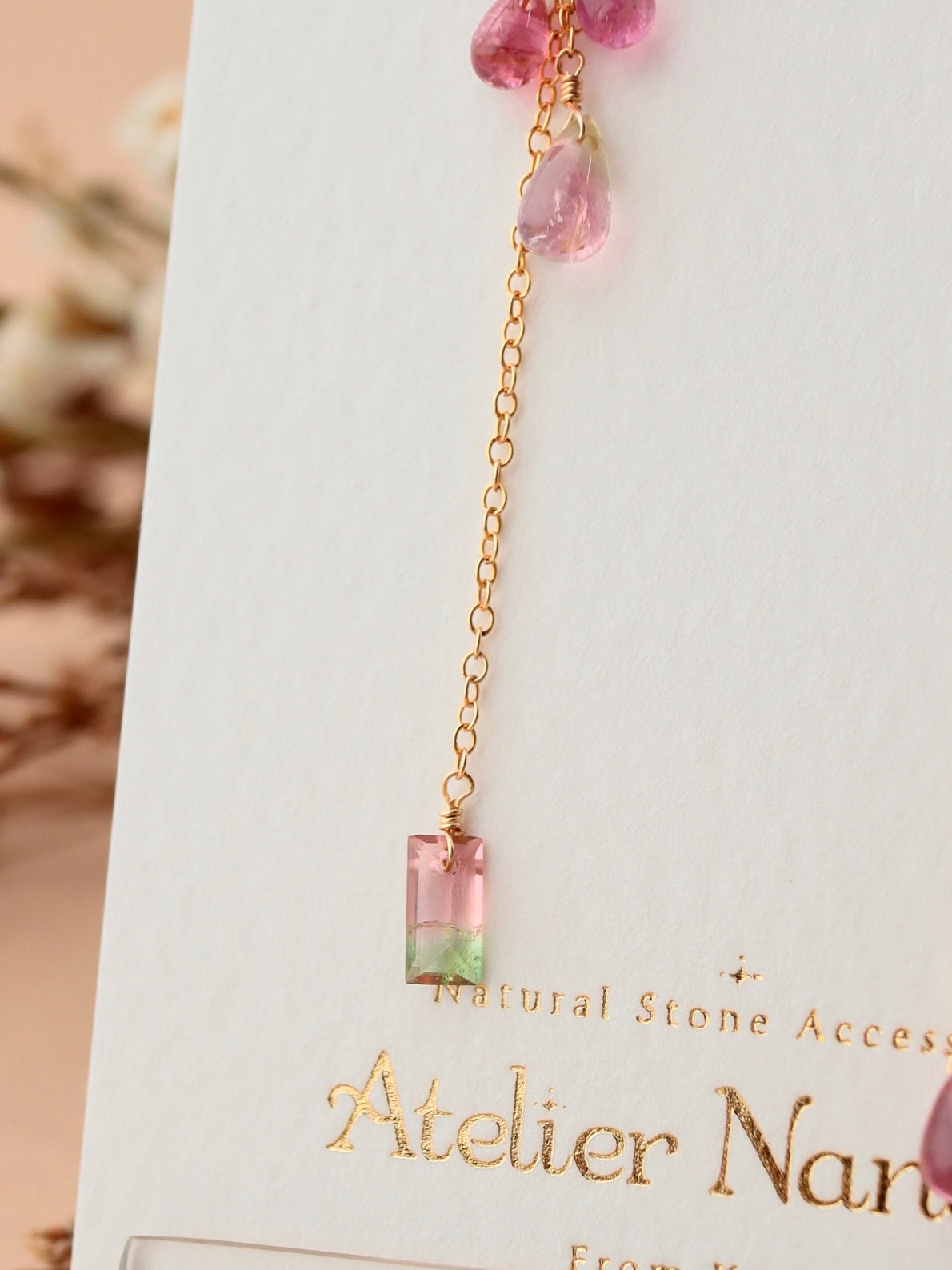 [Asymmetrical type] Watermelon tourmaline American earrings