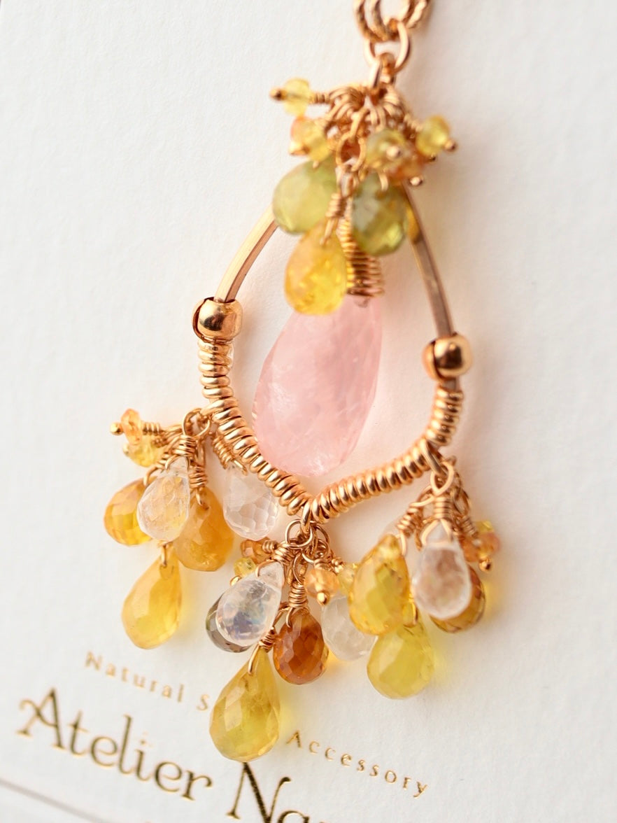 ②Morganite chandelier necklace