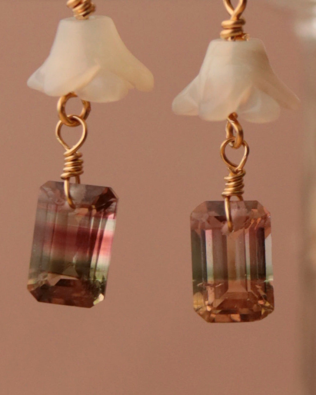 [One-of-a-kind] Bicolor Tourmaline and Citrine Earrings