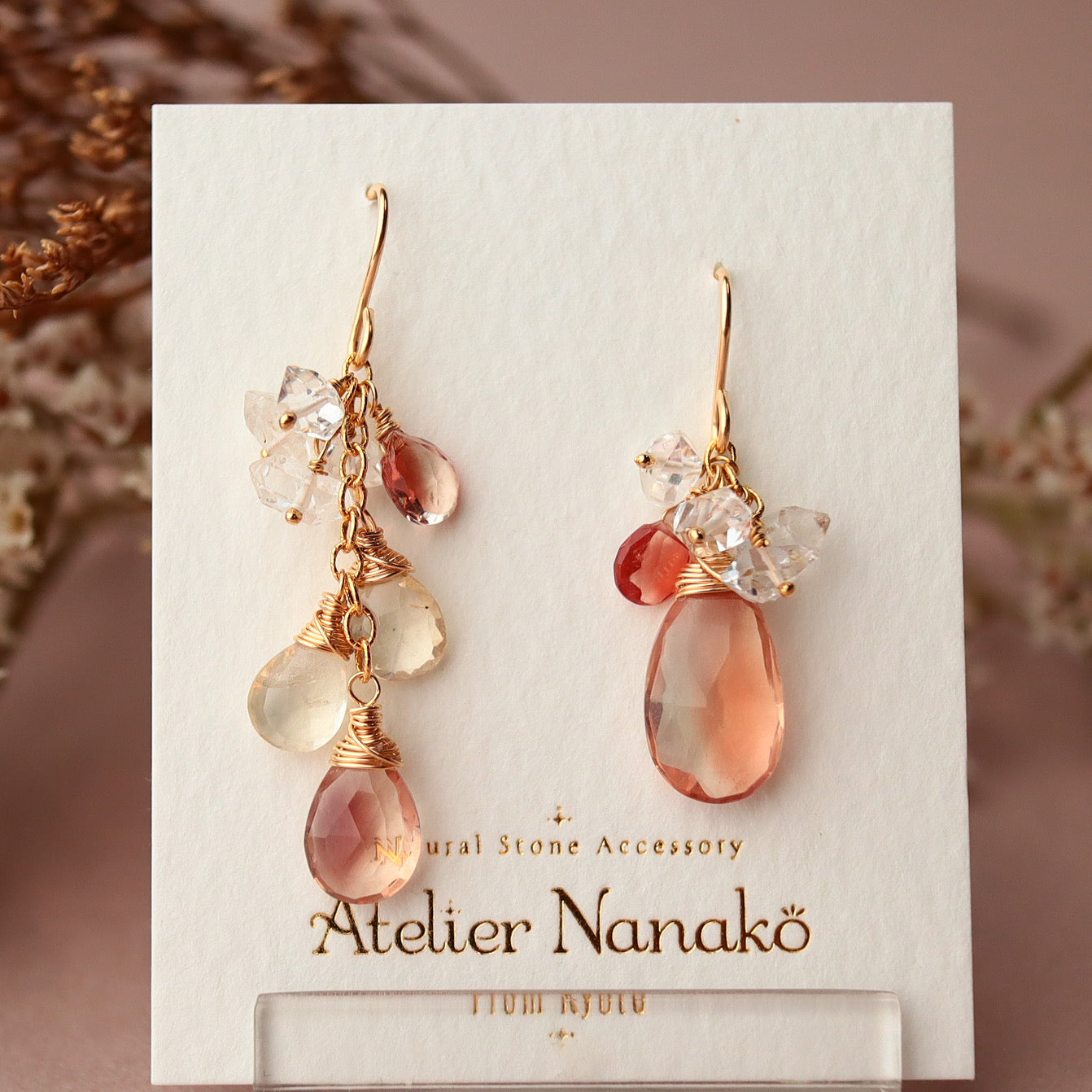 [Asymmetry No.2] Oregon sunstone earrings